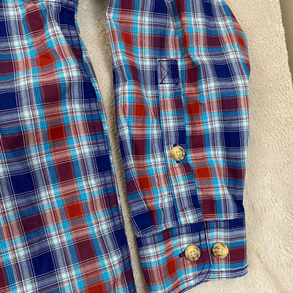 Duluth Men's Shirt M Relaxed Fit Red/Blue Plaid Button-Up - Picture 7 of 10